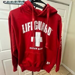 Red Lifeguard Hoodie Sweatshirt Outer Banks